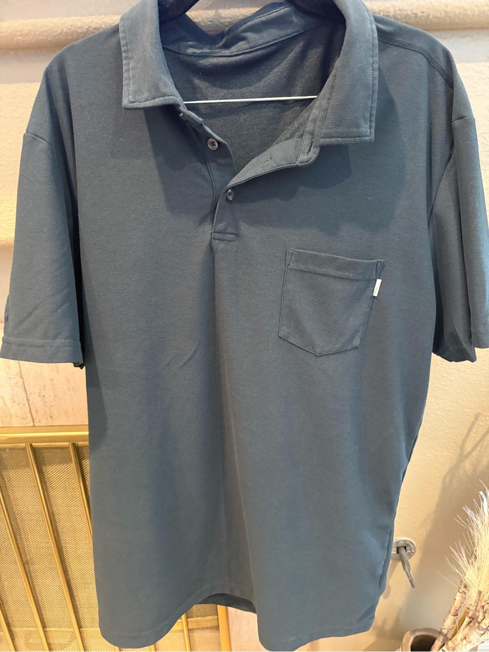 Vuori Men's Short Sleeve Polo Pocket Shirt -  Blue Large
